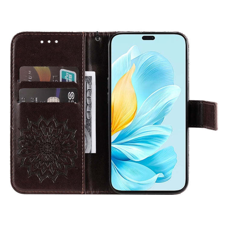 For Honor 200 Lite Global Embossed Sunflower Pattern Flip Leather Phone Case
