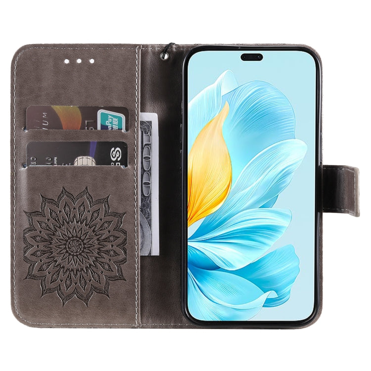 For Honor 200 Lite Global Embossed Sunflower Pattern Flip Leather Phone Case