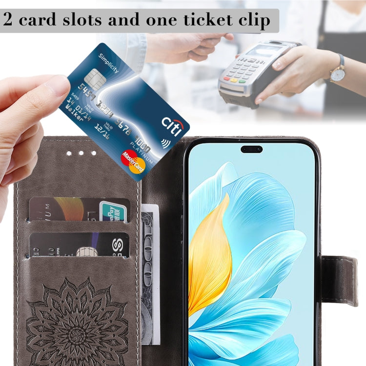 For Honor 200 Lite Global Embossed Sunflower Pattern Flip Leather Phone Case