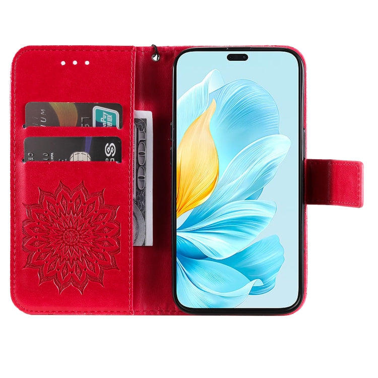 For Honor 200 Lite Global Embossed Sunflower Pattern Flip Leather Phone Case