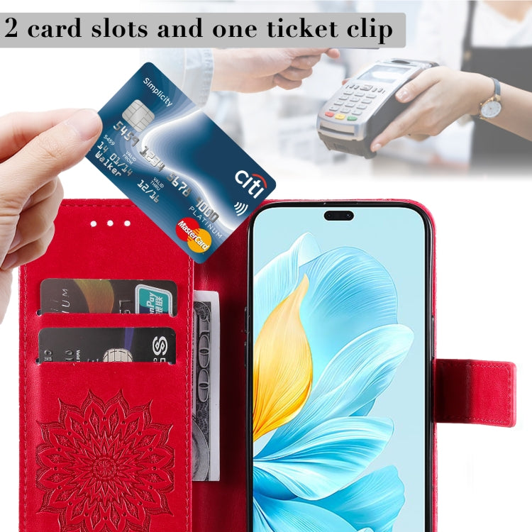 For Honor 200 Lite Global Embossed Sunflower Pattern Flip Leather Phone Case