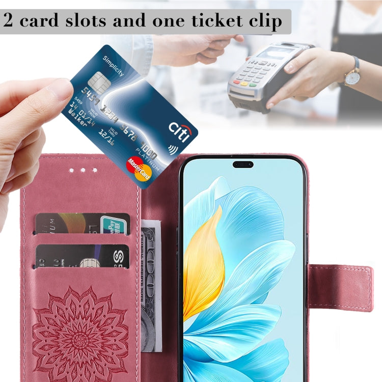 For Honor 200 Lite Global Embossed Sunflower Pattern Flip Leather Phone Case