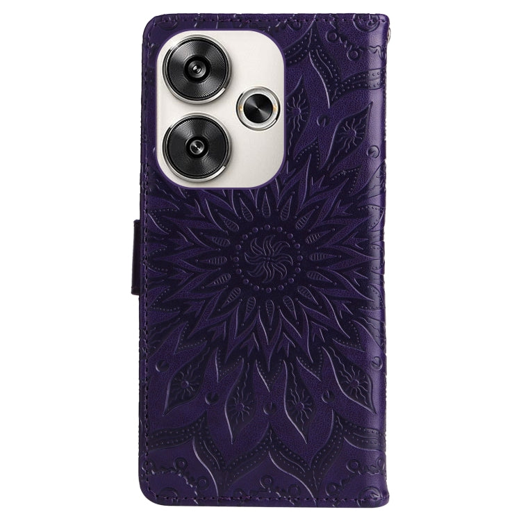 For Xiaomi Poco F6 Embossed Sunflower Pattern Flip Leather Phone Case