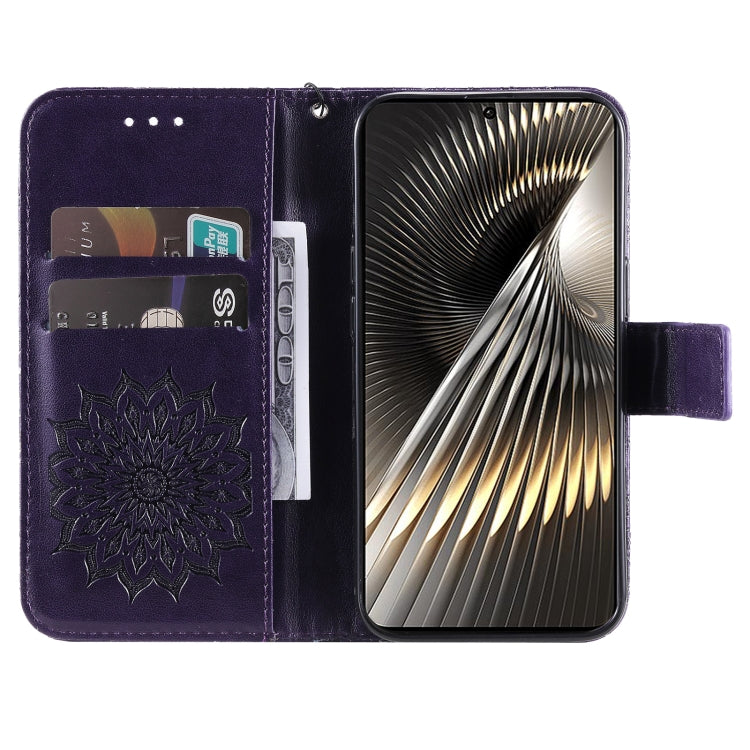 For Xiaomi Poco F6 Embossed Sunflower Pattern Flip Leather Phone Case