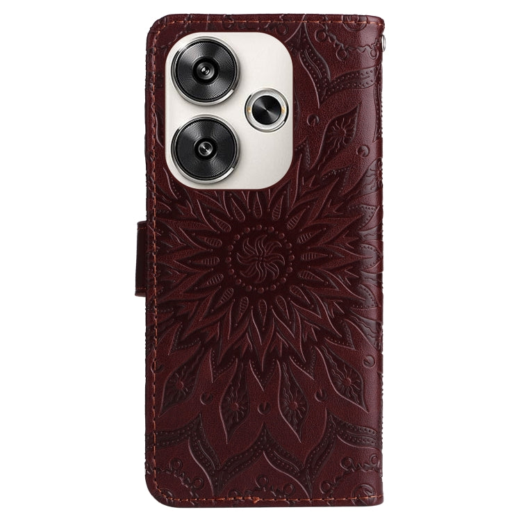 For Xiaomi Poco F6 Embossed Sunflower Pattern Flip Leather Phone Case