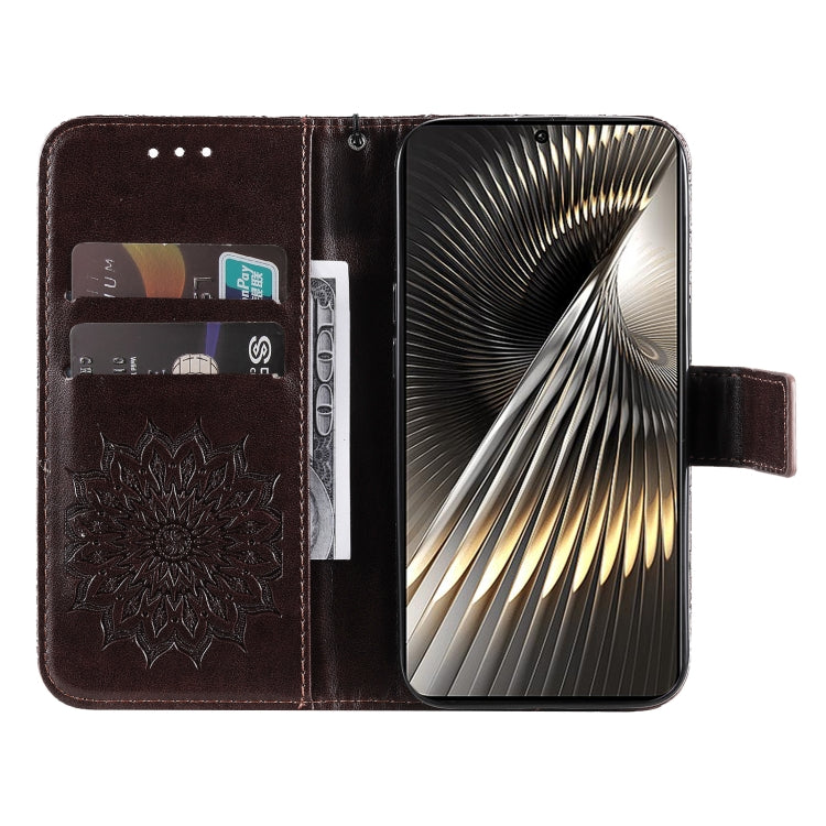 For Xiaomi Poco F6 Embossed Sunflower Pattern Flip Leather Phone Case
