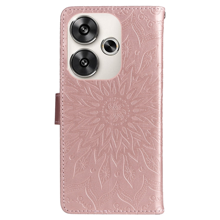 For Xiaomi Poco F6 Embossed Sunflower Pattern Flip Leather Phone Case
