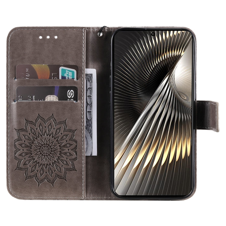 For Xiaomi Poco F6 Embossed Sunflower Pattern Flip Leather Phone Case