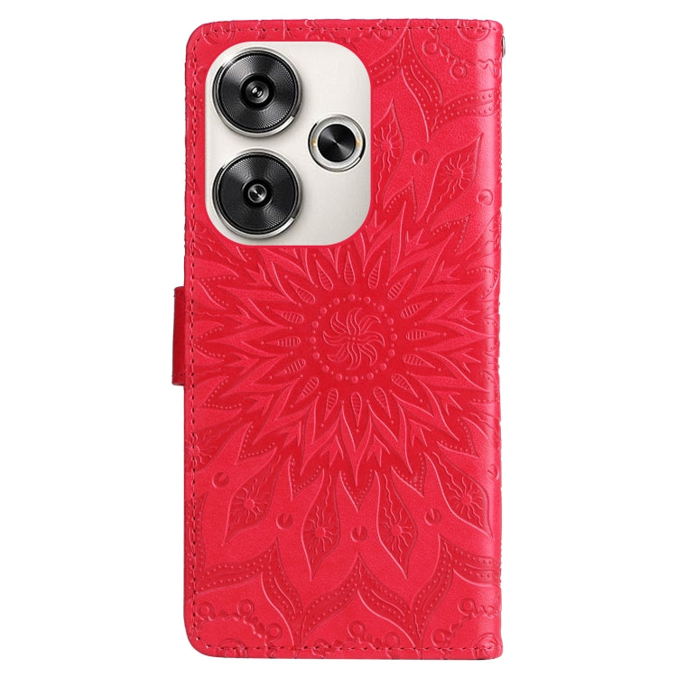 For Xiaomi Poco F6 Embossed Sunflower Pattern Flip Leather Phone Case