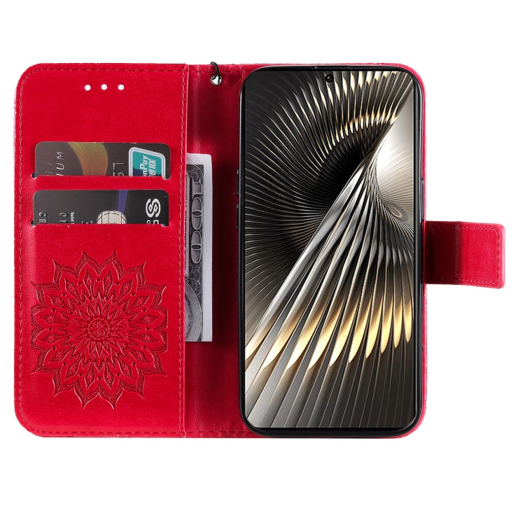 For Xiaomi Poco F6 Embossed Sunflower Pattern Flip Leather Phone Case