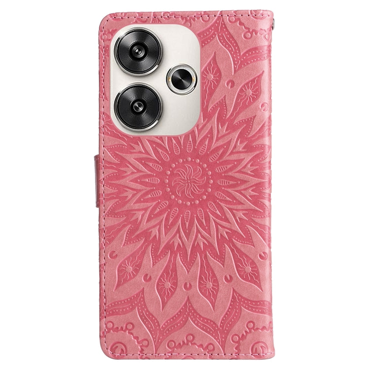 For Xiaomi Poco F6 Embossed Sunflower Pattern Flip Leather Phone Case