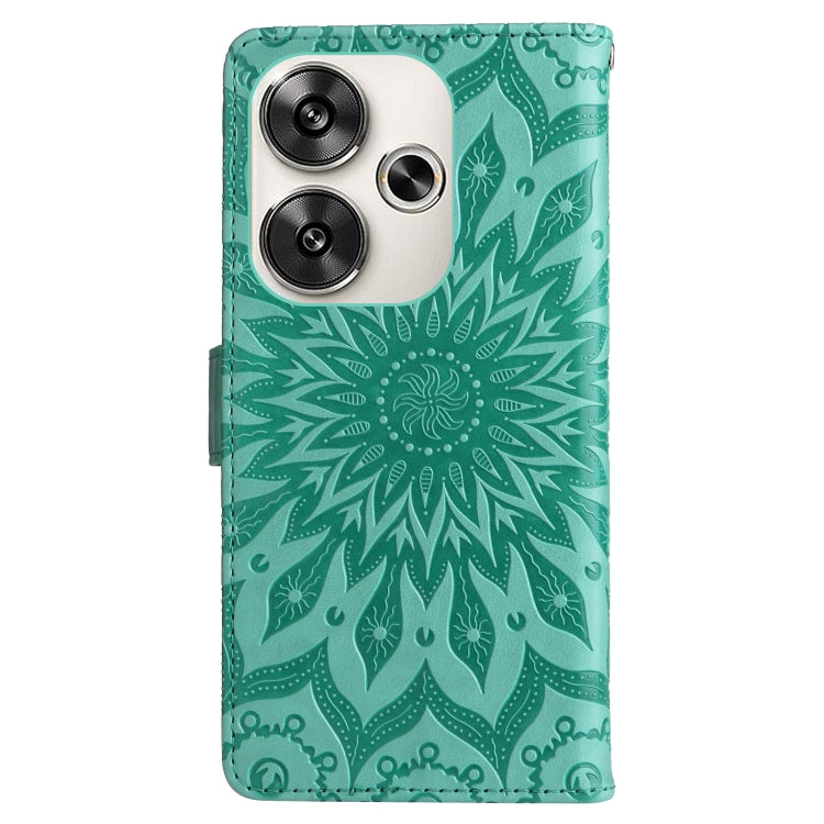 For Xiaomi Poco F6 Embossed Sunflower Pattern Flip Leather Phone Case