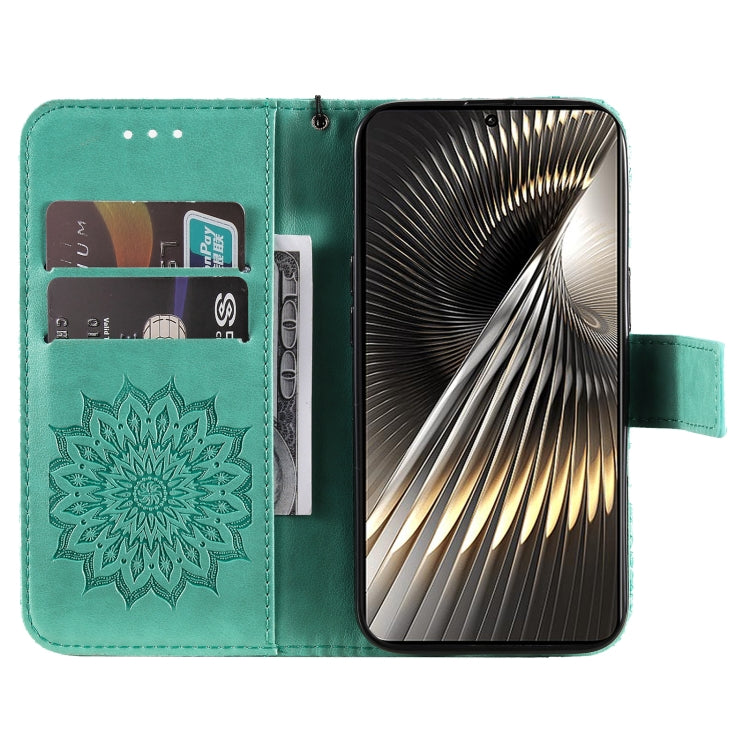 For Xiaomi Poco F6 Embossed Sunflower Pattern Flip Leather Phone Case