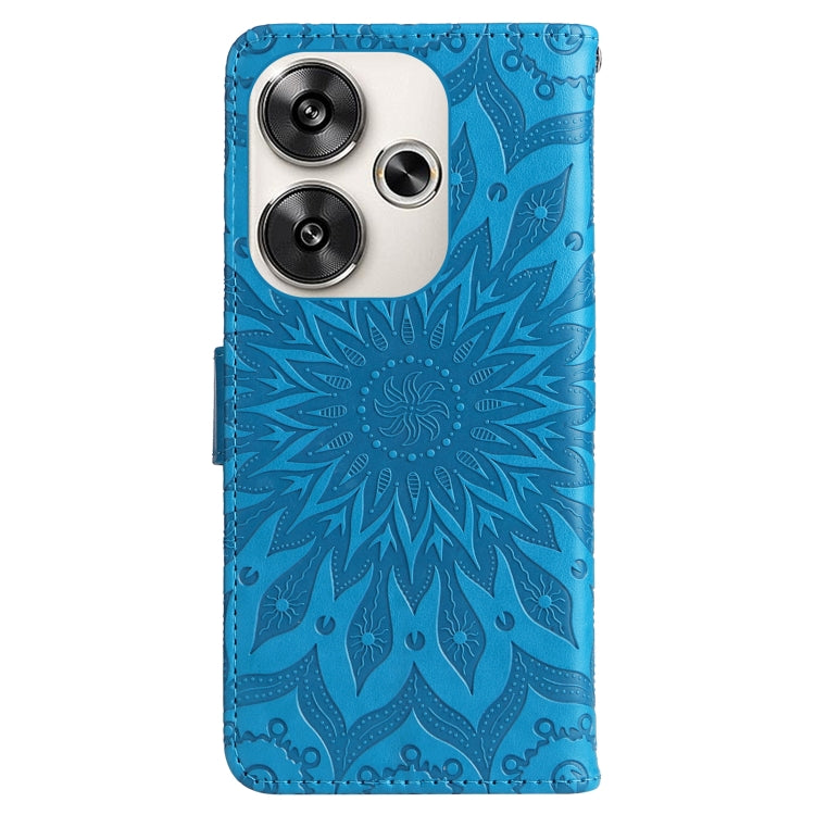 For Xiaomi Poco F6 Embossed Sunflower Pattern Flip Leather Phone Case