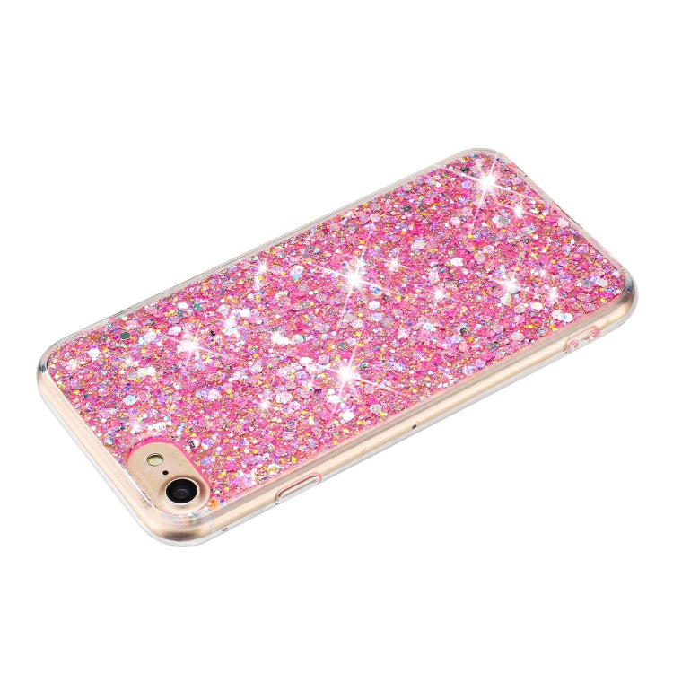 For iPhone 8 / 7 Transparent Frame Glitter Powder TPU Phone Case