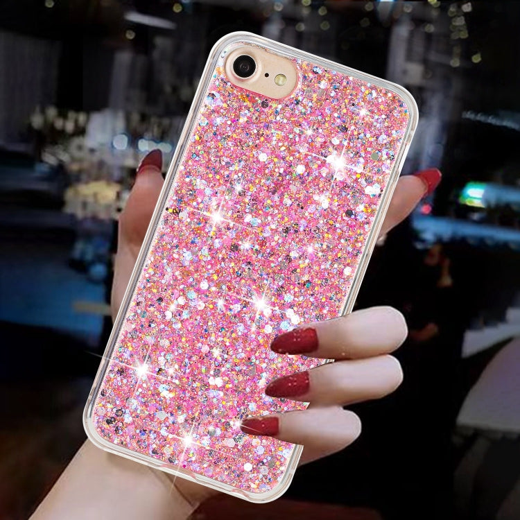 For iPhone 8 / 7 Transparent Frame Glitter Powder TPU Phone Case