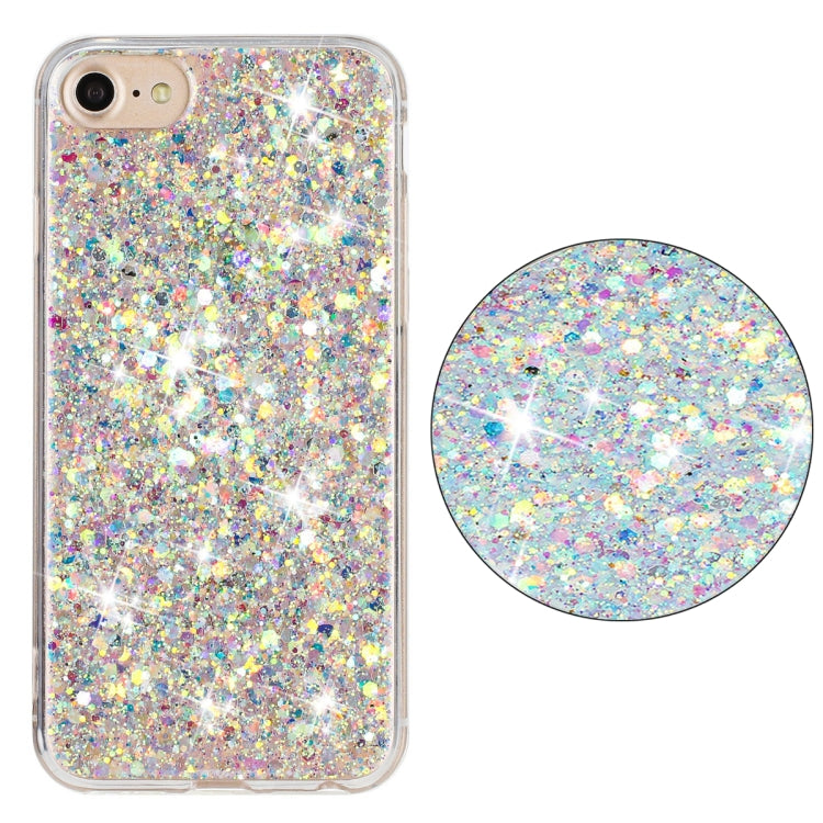 For iPhone 8 / 7 Transparent Frame Glitter Powder TPU Phone Case