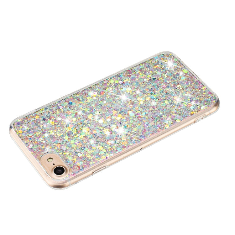 For iPhone 8 / 7 Transparent Frame Glitter Powder TPU Phone Case