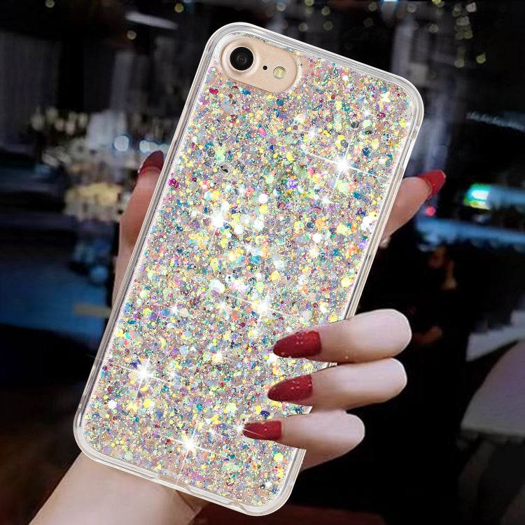 For iPhone 8 / 7 Transparent Frame Glitter Powder TPU Phone Case