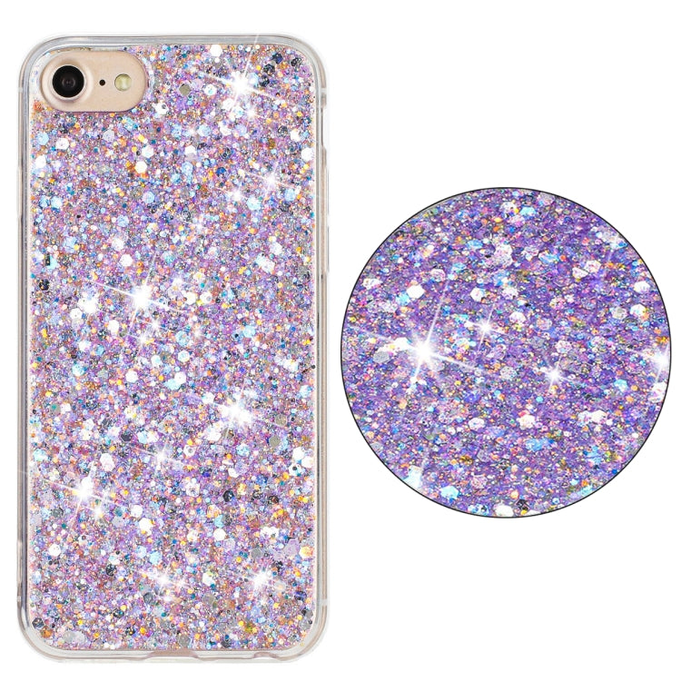 For iPhone 8 / 7 Transparent Frame Glitter Powder TPU Phone Case