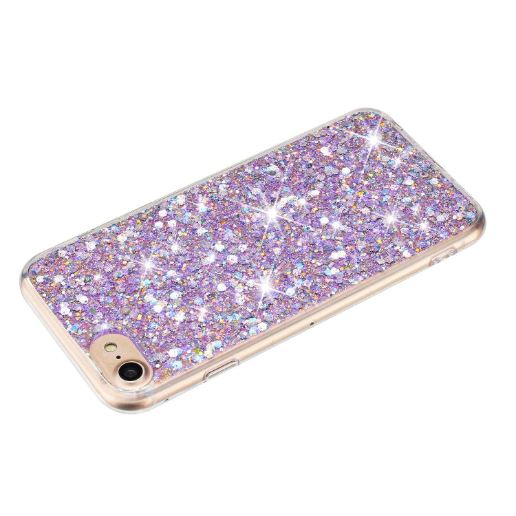 For iPhone 8 / 7 Transparent Frame Glitter Powder TPU Phone Case