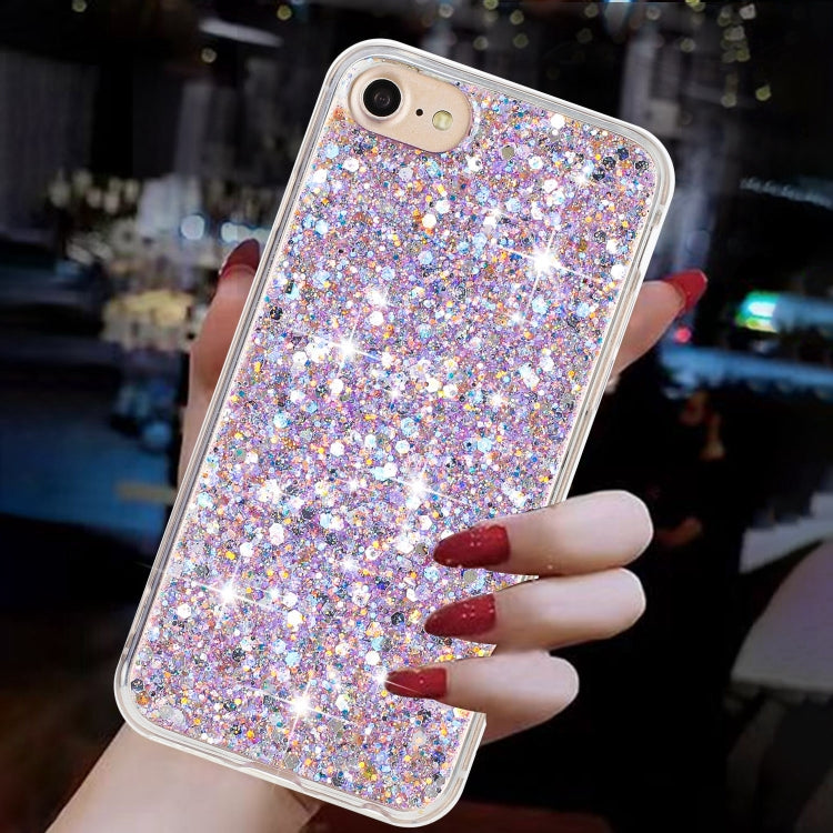 For iPhone 8 / 7 Transparent Frame Glitter Powder TPU Phone Case