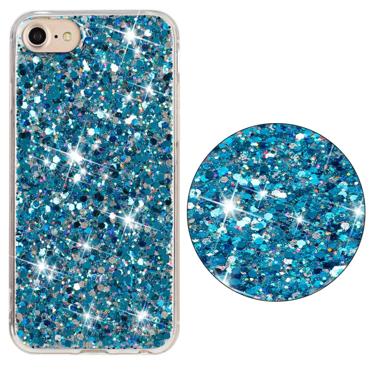 For iPhone 8 / 7 Transparent Frame Glitter Powder TPU Phone Case