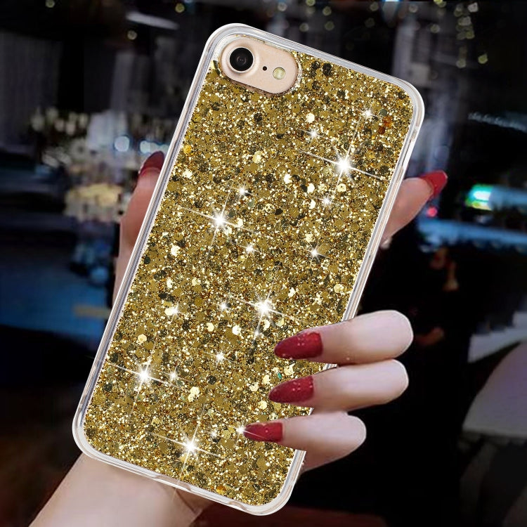 For iPhone 8 / 7 Transparent Frame Glitter Powder TPU Phone Case