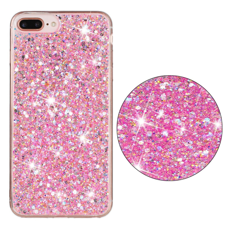 For iPhone 8 Plus / 7 Plus Transparent Frame Glitter Powder TPU Phone Case