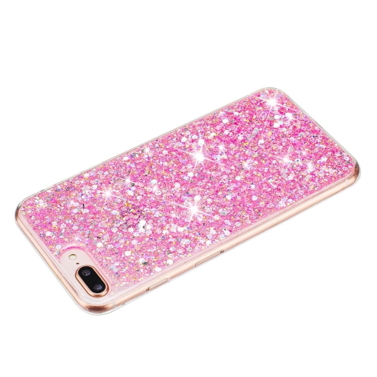 For iPhone 8 Plus / 7 Plus Transparent Frame Glitter Powder TPU Phone Case