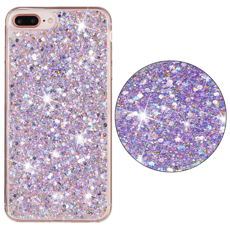 For iPhone 8 Plus / 7 Plus Transparent Frame Glitter Powder TPU Phone Case