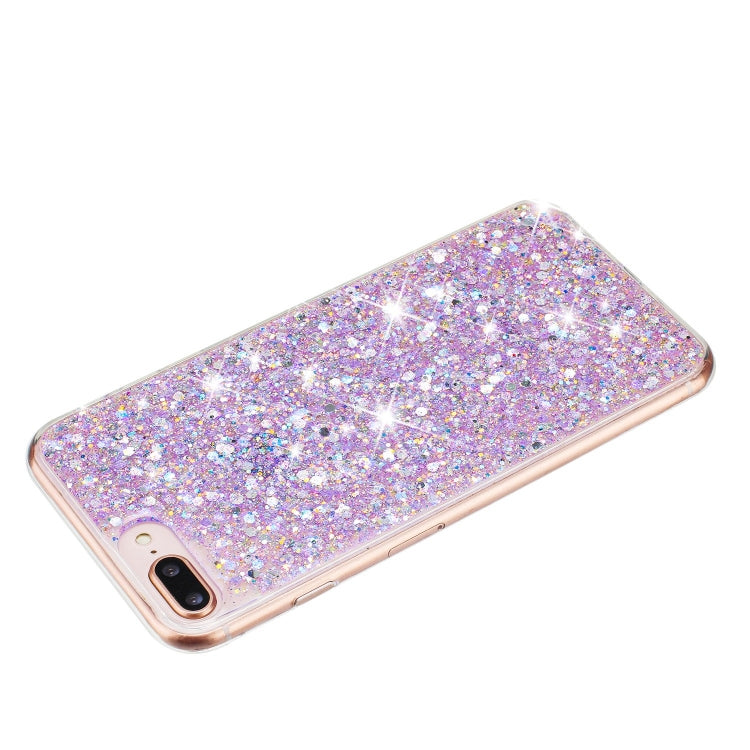 For iPhone 8 Plus / 7 Plus Transparent Frame Glitter Powder TPU Phone Case