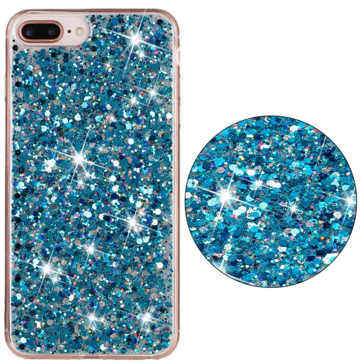 For iPhone 8 Plus / 7 Plus Transparent Frame Glitter Powder TPU Phone Case