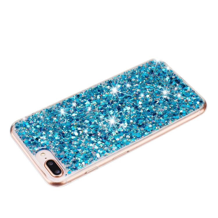For iPhone 8 Plus / 7 Plus Transparent Frame Glitter Powder TPU Phone Case