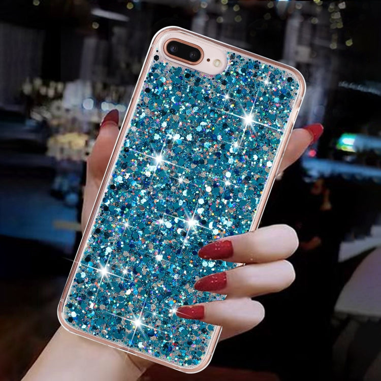 For iPhone 8 Plus / 7 Plus Transparent Frame Glitter Powder TPU Phone Case