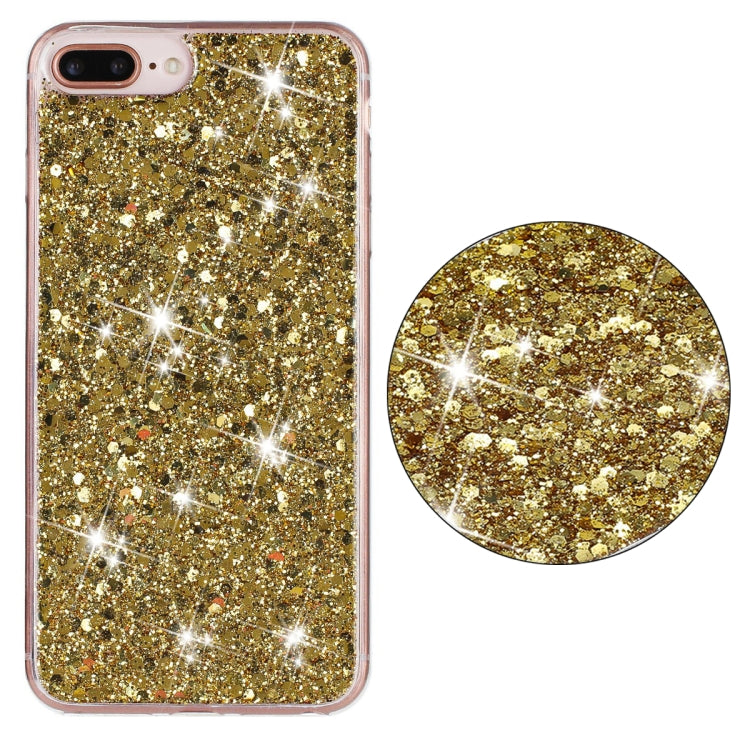 For iPhone 8 Plus / 7 Plus Transparent Frame Glitter Powder TPU Phone Case