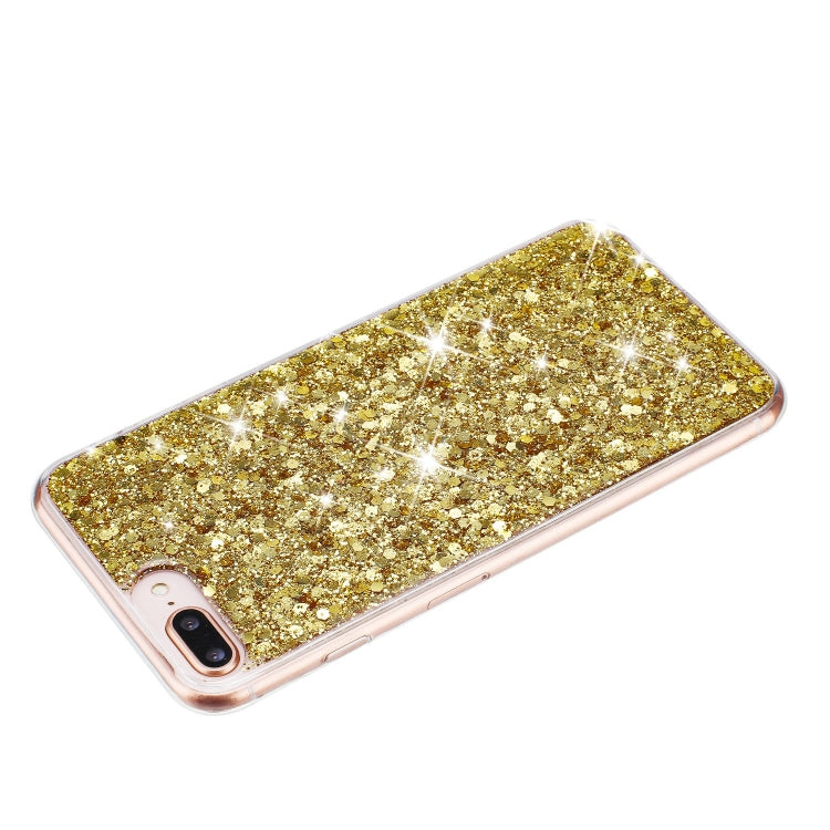 For iPhone 8 Plus / 7 Plus Transparent Frame Glitter Powder TPU Phone Case