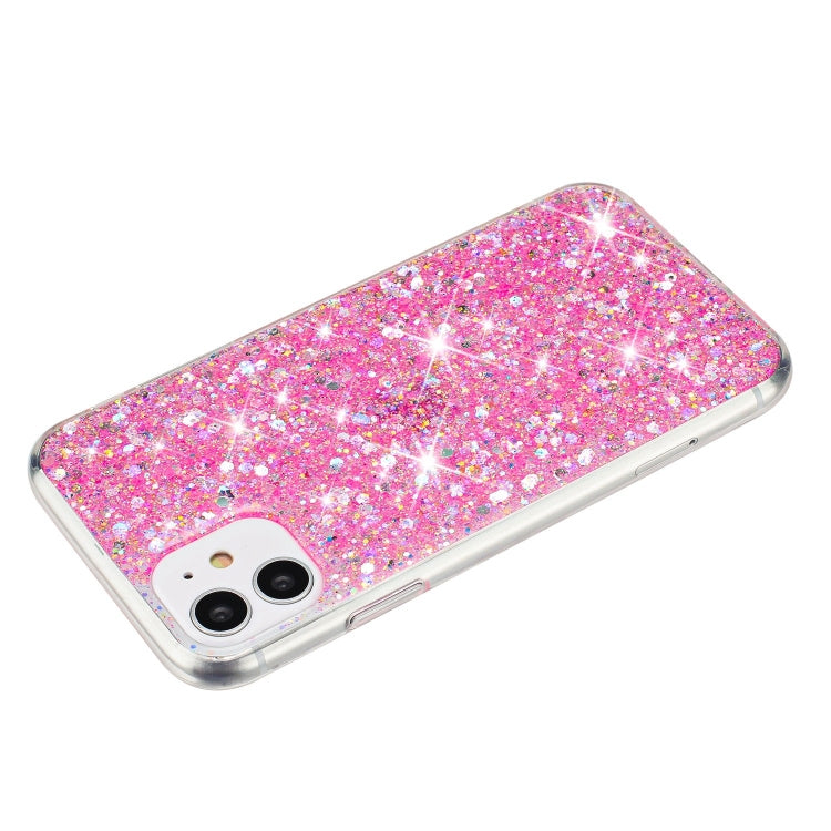 For iPhone 11 Transparent Frame Glitter Powder TPU Phone Case