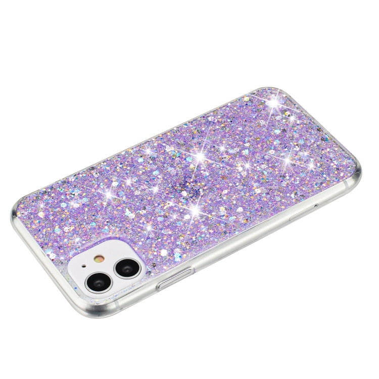 For iPhone 11 Transparent Frame Glitter Powder TPU Phone Case