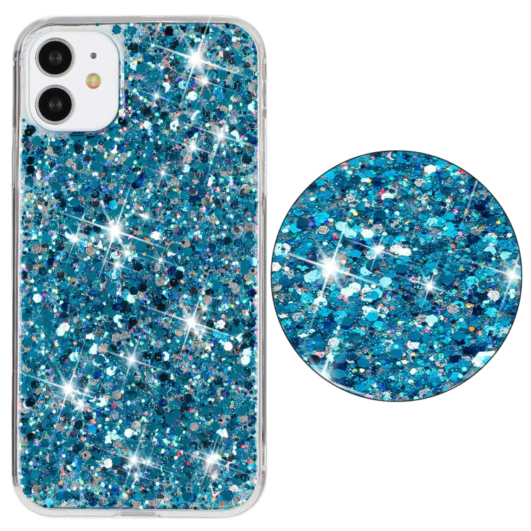 For iPhone 11 Transparent Frame Glitter Powder TPU Phone Case