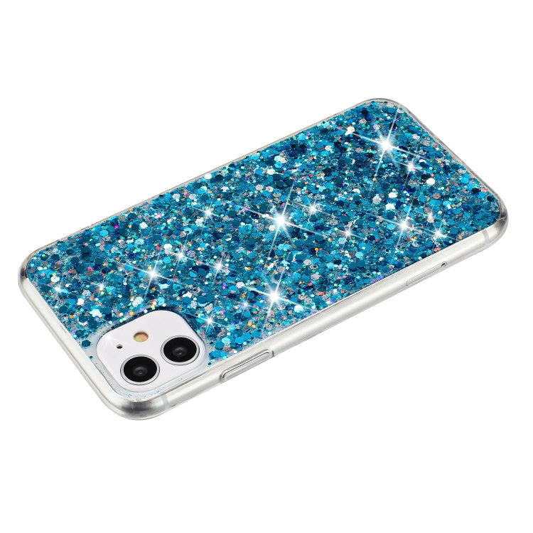 For iPhone 11 Transparent Frame Glitter Powder TPU Phone Case