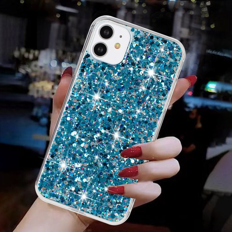 For iPhone 11 Transparent Frame Glitter Powder TPU Phone Case