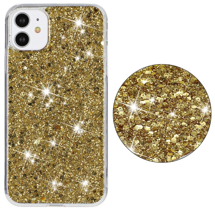 For iPhone 11 Transparent Frame Glitter Powder TPU Phone Case