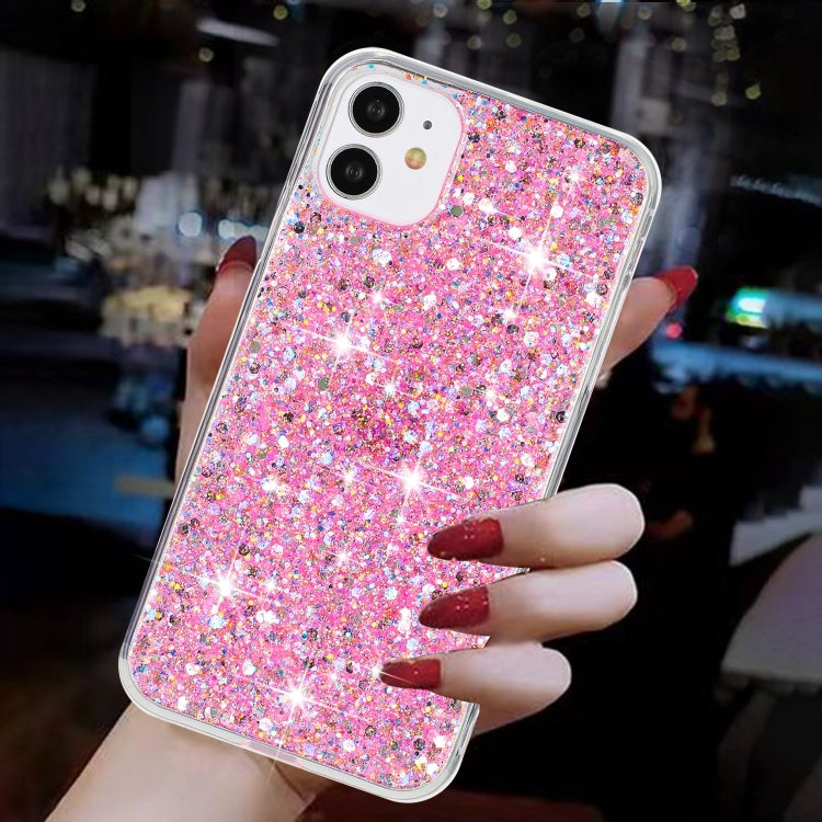 For iPhone 11 Pro Transparent Frame Glitter Powder TPU Phone Case