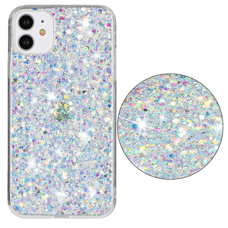For iPhone 11 Pro Transparent Frame Glitter Powder TPU Phone Case