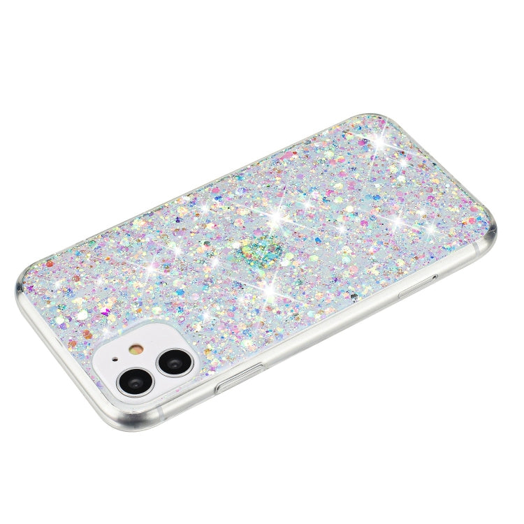 For iPhone 11 Pro Transparent Frame Glitter Powder TPU Phone Case