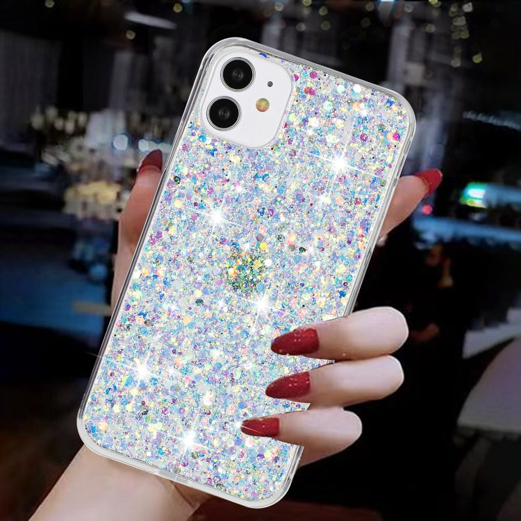 For iPhone 11 Pro Transparent Frame Glitter Powder TPU Phone Case
