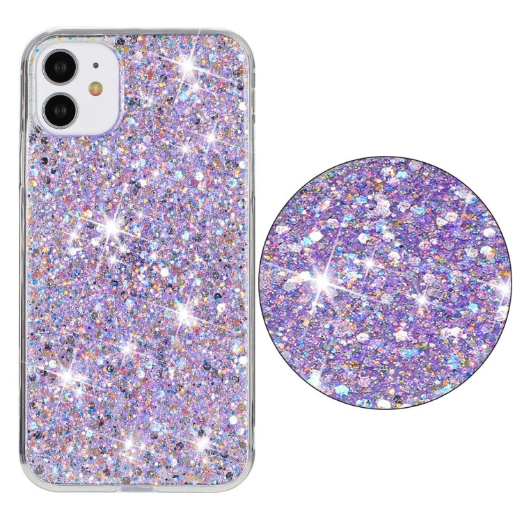 For iPhone 11 Pro Transparent Frame Glitter Powder TPU Phone Case