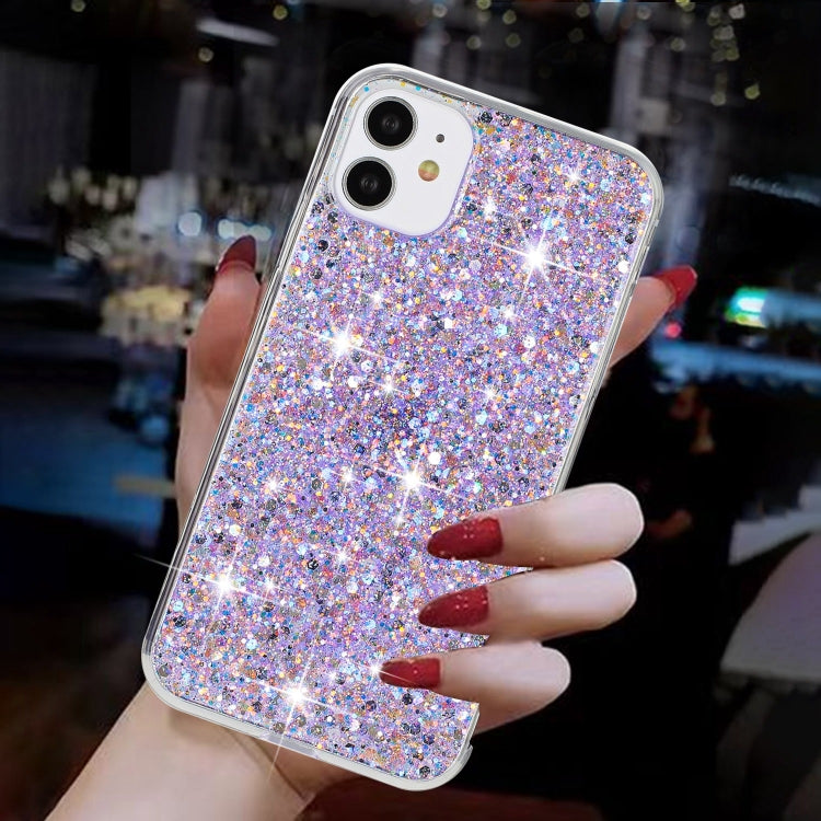 For iPhone 11 Pro Transparent Frame Glitter Powder TPU Phone Case