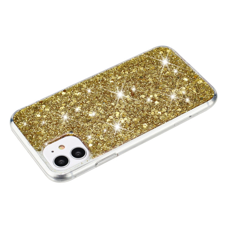 For iPhone 11 Pro Transparent Frame Glitter Powder TPU Phone Case